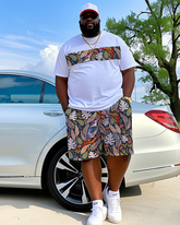 Tropical Art Men's Plus Size T-Shirt & Shorts Suit